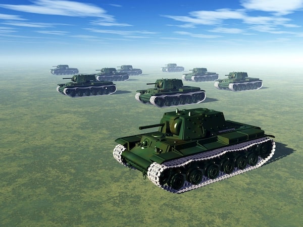 Historische Schlachten spielen mit Tanks aus dem Zweiten Weltkrieg